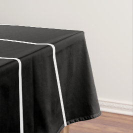 Toalha De Mesa Listras Brancas Simples em Fundo Preto