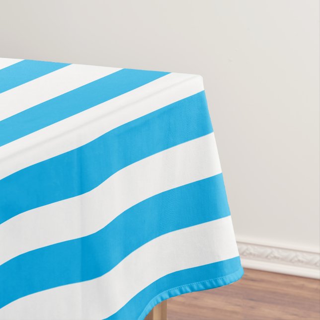 Toalha De Mesa Listras Clássicas de Azul Céu e Branco (Posição Original)