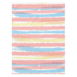 Toalha De Mesa Listras de Aquarela Rosa Azul Amarelo 132cm x 178c