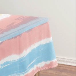 Toalha De Mesa Listras de Aquarela Rosa Azul Amarelo 132cm x 178c