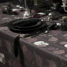 Listras de Caveira e Rosa Gótica Burgundy Escura