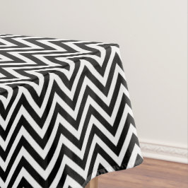 Toalha De Mesa Listras de Chevron Vintage Preto e Branco Novo