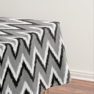 Toalha De Mesa Listras de Ikat Chevron - cinzentas/cinzas, preto