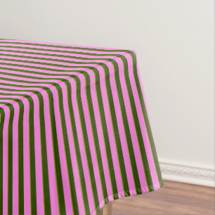 Toalha De Mesa Listras Modernas de Rosa Brilhante e Verde Retro