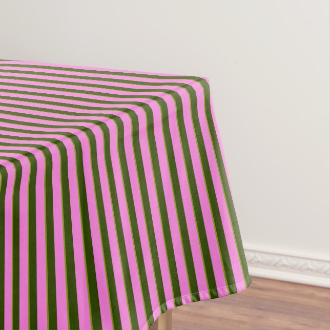 Toalha De Mesa Listras Modernas de Rosa Brilhante e Verde Retro (Posição Original)