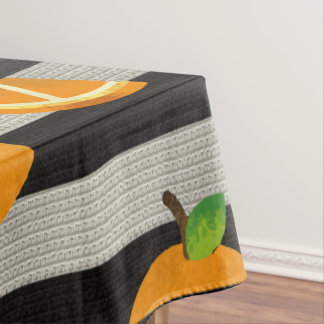 Toalha De Mesa Listras Modernas Laranja Preto e Branco