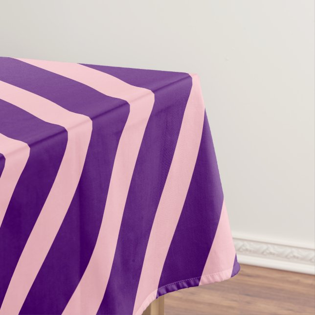 Toalha De Mesa Listras Modernas | Listrado Rosa e Roxo Real (Posição Original)