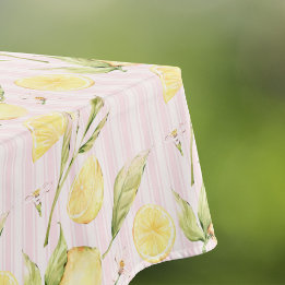 Toalha De Mesa Listras Rosa Limão Verão