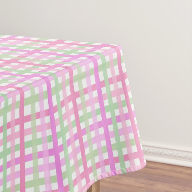 Toalha De Mesa Listras, rosa, verde (Posição Original)