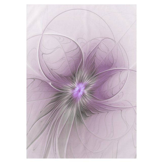Toalha De Mesa Little Beauty Modern Mauve Gray Fractal Art Flower (Frente)