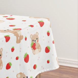 Toalha De Mesa Little teddy bear with strawberry