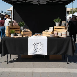 Toalha De Mesa Logotipo de Negócios Preto e Branco Elegante Faixa