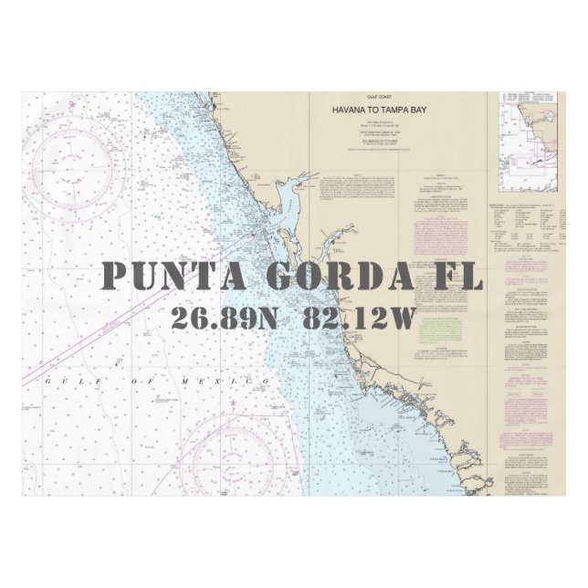 Toalha De Mesa Longitude Náutica Latitude Punta Gorda Flórida (Frente (Horizontal))