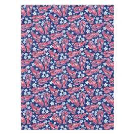Toalha De Mesa Lustre Preppy Floral Vermelho Naval Padrão
