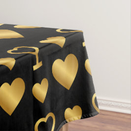 Toalha De Mesa Luxury Gold Foil Hearts on Black 