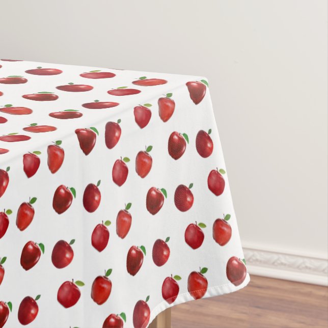 Toalha De Mesa Maçãs Vermelhas sobre Branco (Posição Original)