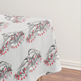 Toalha De Mesa Maine Chickadee Bird Feriado de inverno Neve