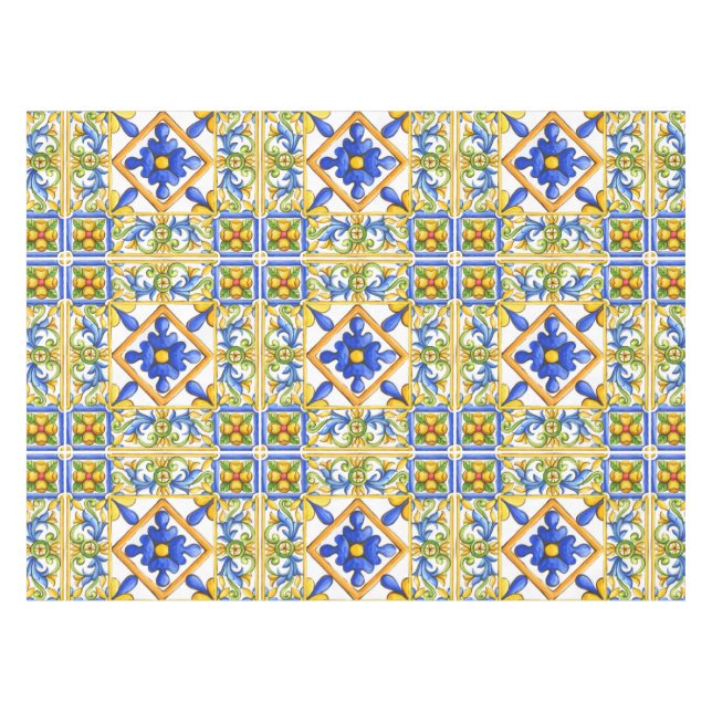 Toalha De Mesa Majolica,azulejo espanhol,mediterrâneo    (Frente (Horizontal))