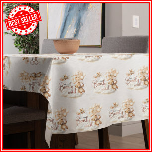 Toalha De Mesa Mal Podemos Esperar Chuvinha Marrom Baby Shower