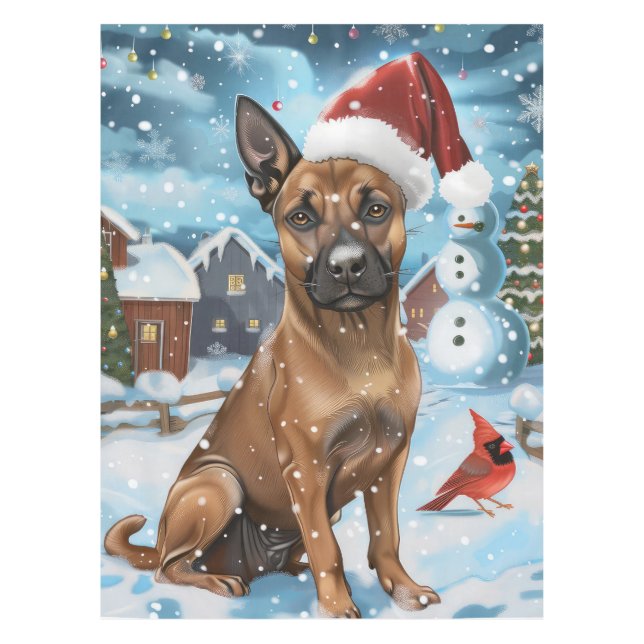 Toalha De Mesa Malinoi Belga Cão Inverno Wonderland Natal (Frente)