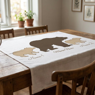 Toalha De Mesa Mama Urso Personalizada Com 2 Nomes de Filhos Pres