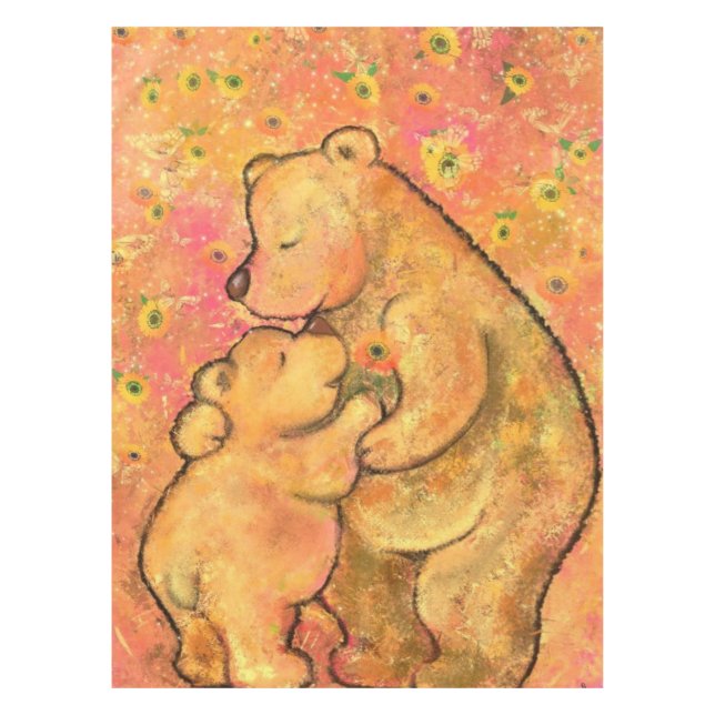Toalha De Mesa Mamãe e Bebê Urso - Dia de as mães - Abraço (Frente)