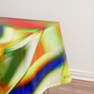 Toalha De Mesa Manchas coloridas em faixas beges esverdeadas curv