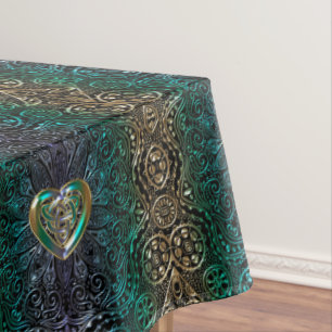 Toalha De Mesa Mandala celta do coração no original verde e