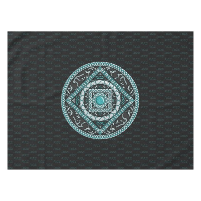 Toalha de Mesa Mandala de Aquário (Frente (Horizontal))
