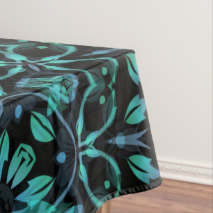 Toalha De Mesa Mandalá Floral Noir em Azul-marinho Escuro