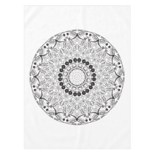 Toalha De Mesa Mandala. Teste padrão oriental preto e branco