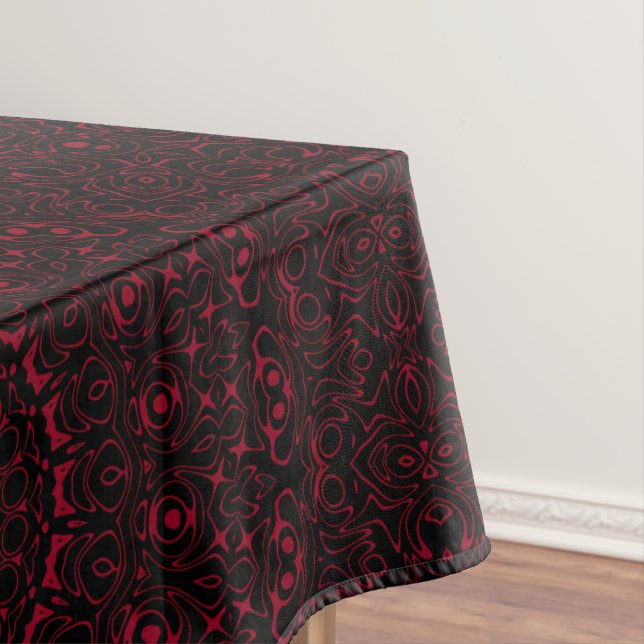 Toalha De Mesa Mandalá Vermelho Borgonha com Simetria Ornamental (Posição Original)