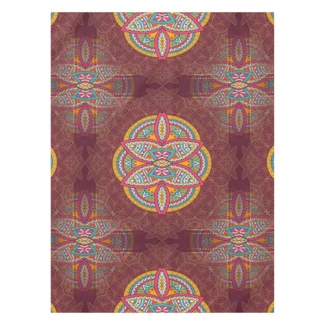 Toalha De Mesa Mandalas em padrões mistos de Maroon (Frente)