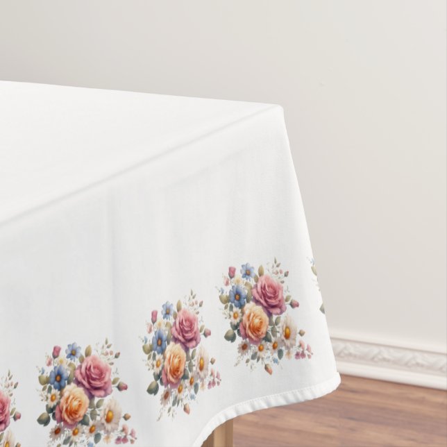 Toalha De Mesa Mantel Blanco Flores para Celebrar (Posição Original)
