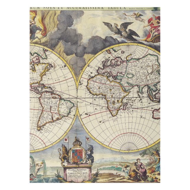 Toalha De Mesa Mapa antigo antigo inspirado (4) (Frente)