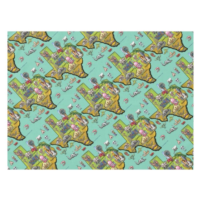 Toalha De Mesa Mapa de Desenhos Animados do Texas (Frente (Horizontal))