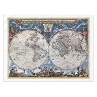 Mapa de Velho Mundo antigo 1664 restaurado