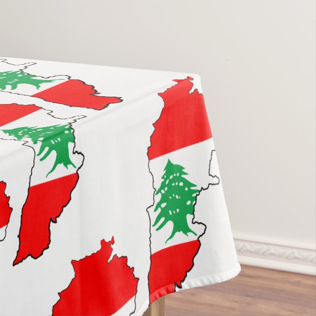Toalha De Mesa Mapa do Líbano com Bandeira (Posição Original)