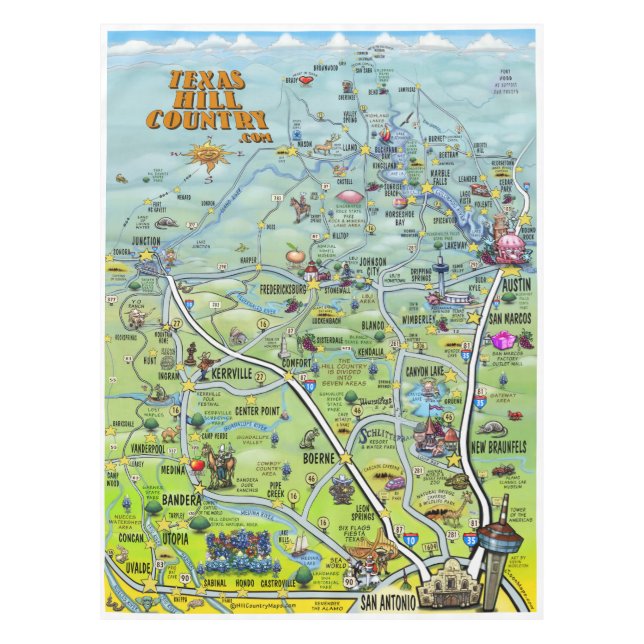 Toalha De Mesa Mapa do Texas Hill Country (Frente)