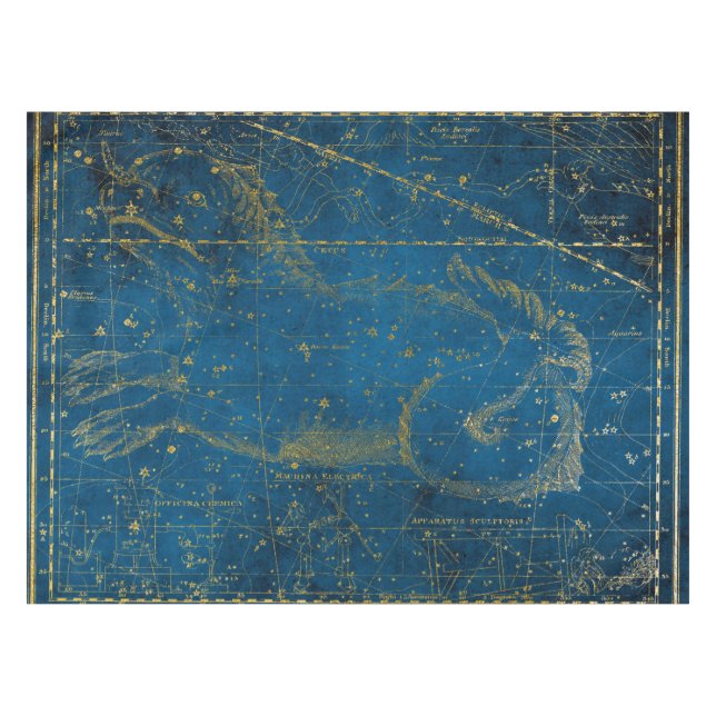 Toalha De Mesa Mapa em estrela Dourada e azul de Médio ilustrado (Frente (Horizontal))