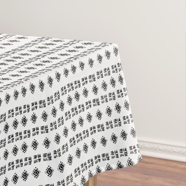 Toalha De Mesa Marcas Abstratas Preto e Branco (Posição Original)