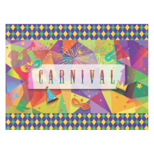 Toalha De Mesa Mardi Gras Carnaval Fleur de Lis Diamond Decore