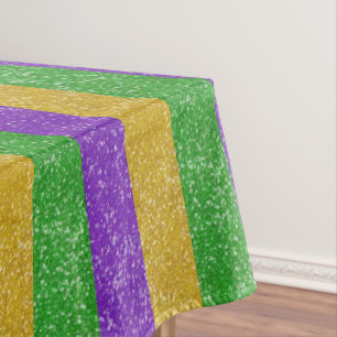 Toalha De Mesa Mardi Gras Colors Glitter Striter Bling Tablecloth