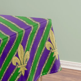 Toalha De Mesa Mardi Gras Stripes & Fleur de Lys