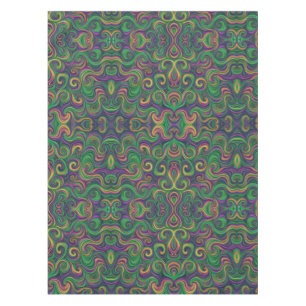 Toalha De Mesa Mardi Gras verde-roxo espirra abstrato