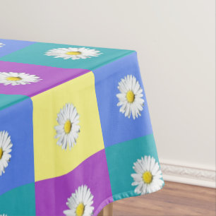 Toalha De Mesa Margarida Azul-Amarelo-Púrpura-branca-branca