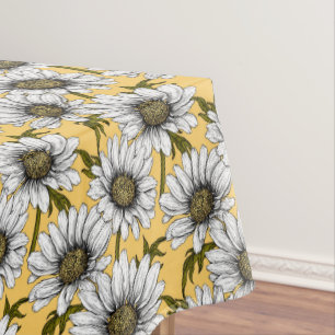 Toalha De Mesa Margaridas brancas, flores silvestres em amarelo