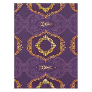Toalha De Mesa Marinho Azul e/ou Violeta com Mandalas Douradas