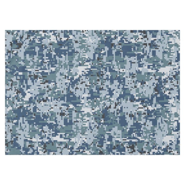 Toalha De Mesa Marinho Azul, Pixels Digital Decor de Camouflagem (Frente (Horizontal))