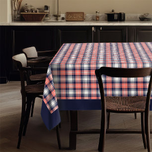 Toalha De Mesa Marinho de Coral para Tablecloth Moderno de Tartan